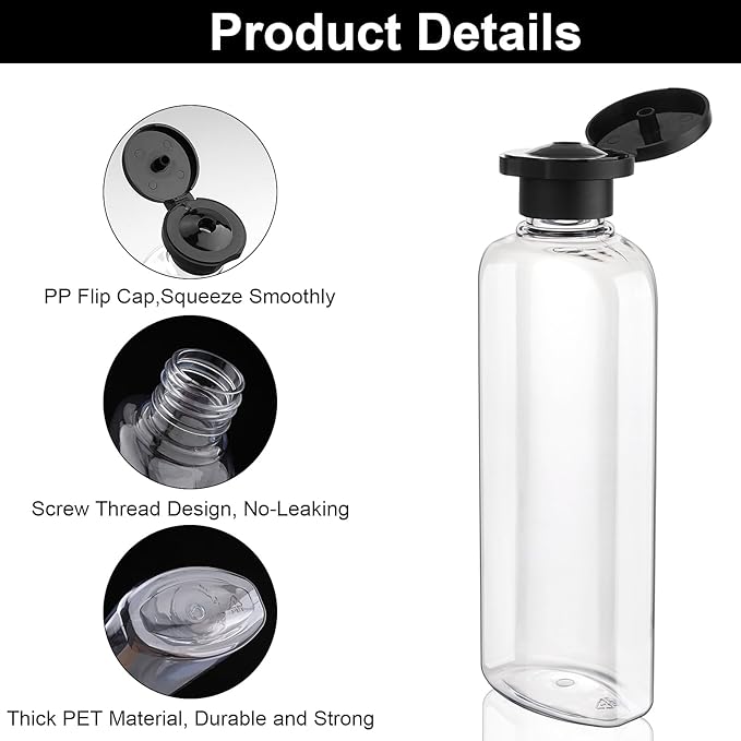Travel Shampoo and Conditioner Bottles 7.7oz 7 Pack Leak Proof Squeeze Bottles with Flip Cap Refillable Containers Plastic Travel Bottle for Toiletries for Lotion Shampoo Conditioner
