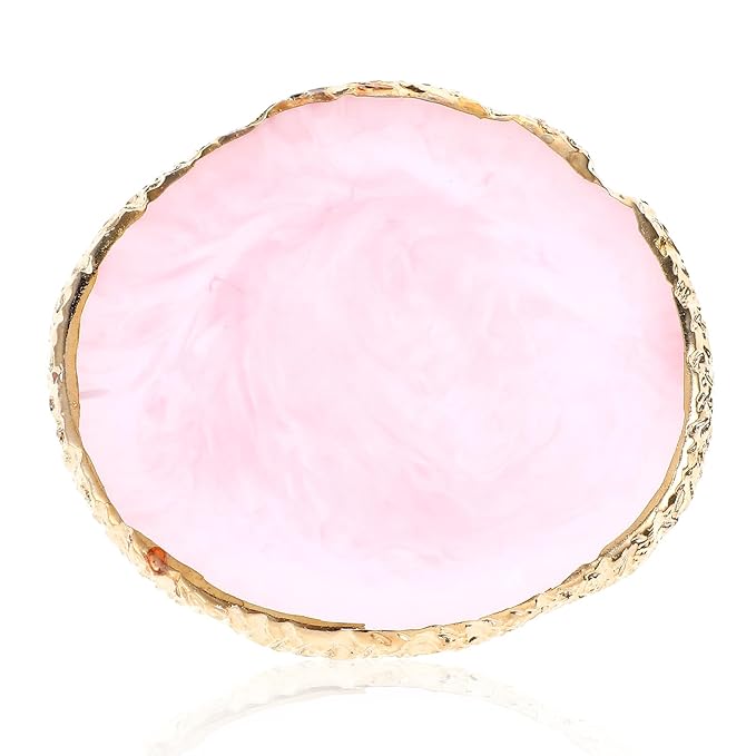 Resin Nail Art Palette, Naill Polish Palettes, Nail Palette, Gilded Edge Resin Nails Art Palettes for Mixing Colors and Displaying Nails Gel Makeup (Pink)