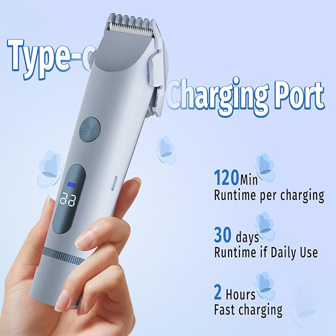 Bikini Trimmer for Women, 2 in 1 Electric Shaver for Women, Rechargeable Electric Razor Body Hair Trimmer Wet & Dry Use, Blue