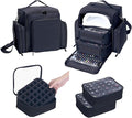 Nail Polish Organizer Case Holds 60 Bottles Portable Travel Storage Box with 2 Detachable Bags, Designed for Women's Nail Tools, Essential Oils and Cosmetics Sets Black