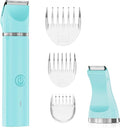 Electric Bikini Trimmer for Women,2 in 1 Electric Shaver for Women Pubic Hair, Portable Razors for Shaving with 2 Trimmer Heads,IPX7 Waterproof (Blue)
