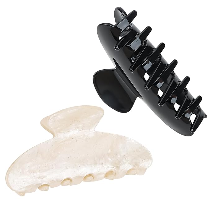 2 Pack Hair Claw Clips for Women Acrylic Claw Clips for Thick Hair Non-slip Clip for Hair Large Claws Hair Accessories for Women Girls（Black&White）
