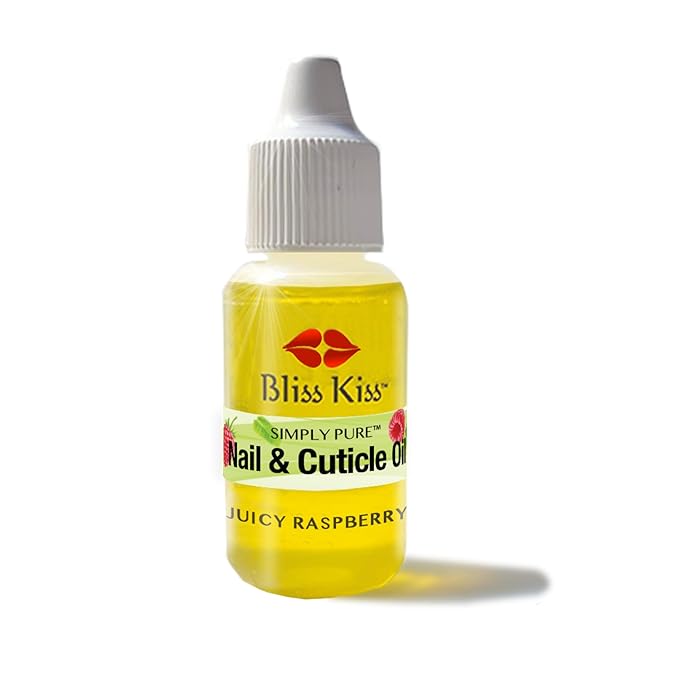 Bliss Kiss | Juicy Raspberry Fragrance | Nail Oil Cuticle Dropper w/Vitamin E & Jojoba⏤Nail Strengthener Nail Growth Serum for Brittle Peeling Breaking Thin Nails | 0.5oz | (Juicy Raspberry)