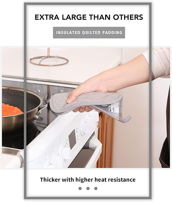 Joyhalo 4 Pack Pot Holders for Kitchen,Cotton Oven Holder with Great Heat Resistance,Non Slip Hot Pads for Kitchen Clearance,Grey