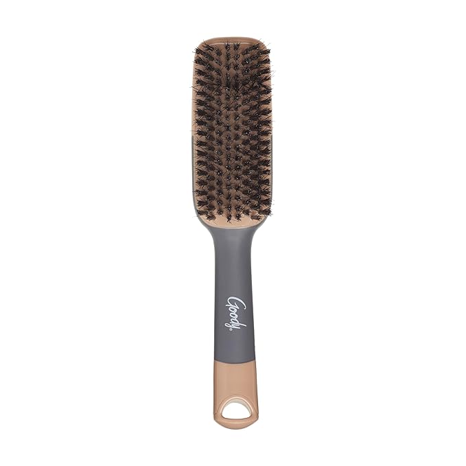 Goody Detangle It Boar Bristle Hair Brush, Use as a Detangling or Styling Brush, Conditions & Boosts Shine, Helps Tackle Knots & Reduce Frizz, For Wet or Dry Hair, Brown/Grey (Pack of 2)