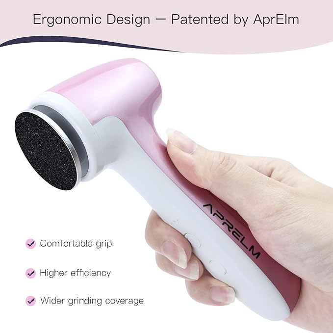 Rechargeable Electric Foot Callus Remover with 3-Sizes 120Pcs Sandpaper Discs, Professional 1000RPM 3-Speed Control Electric Foot File (E7 Pink)