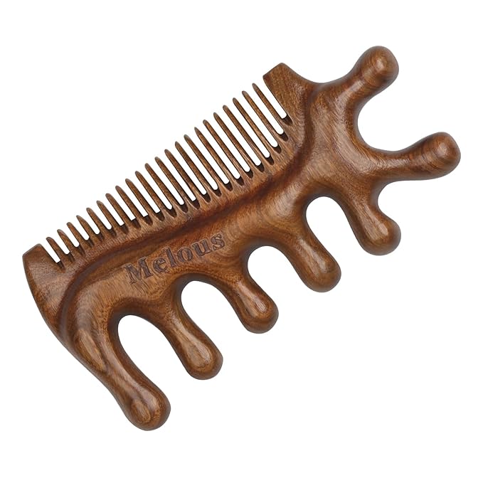 4 in 1 Sandalwood Gua Sha Massager, Scraping Massage Comb, Meridians Tool for Hair, Face, Eye Neck Body Massage