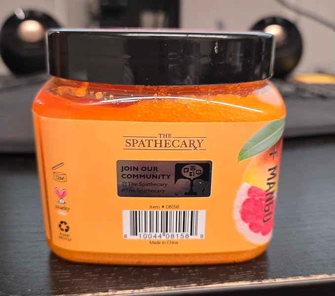 Grapefruit & Mango Sugar Scrub - Exfoliating & Hydrating Body Scrub With Shea Butter & Vitmain C to Help Brighten & Soften Skin for a Radiant Glow, Body Care Exfoliator & Cleanser, 21oz