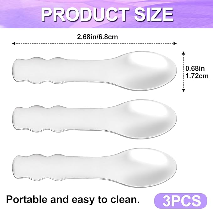 3pcs Mini Stainless Steel Makeup Spatula, Reusable Cosmetic Cream Spatulas Spoon, Skincare Scoop Applicator Facial Massage Beauty Tools for Mixing and Sampling Face Eye Cream- Silver
