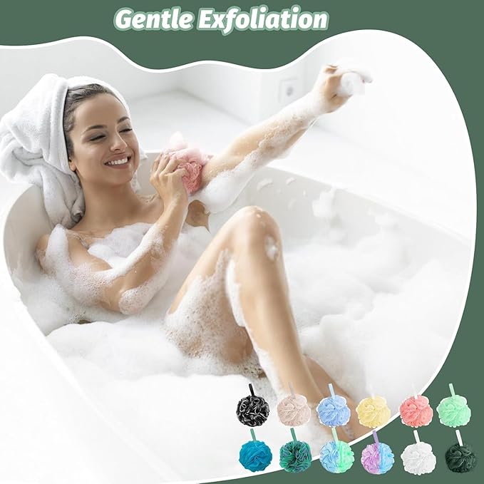 Amazerbst loofah,Shower loofah loofah Sponge,Bath Sponge Body Scrubber for Women and Men (Green Purple Blue Black Black Black)