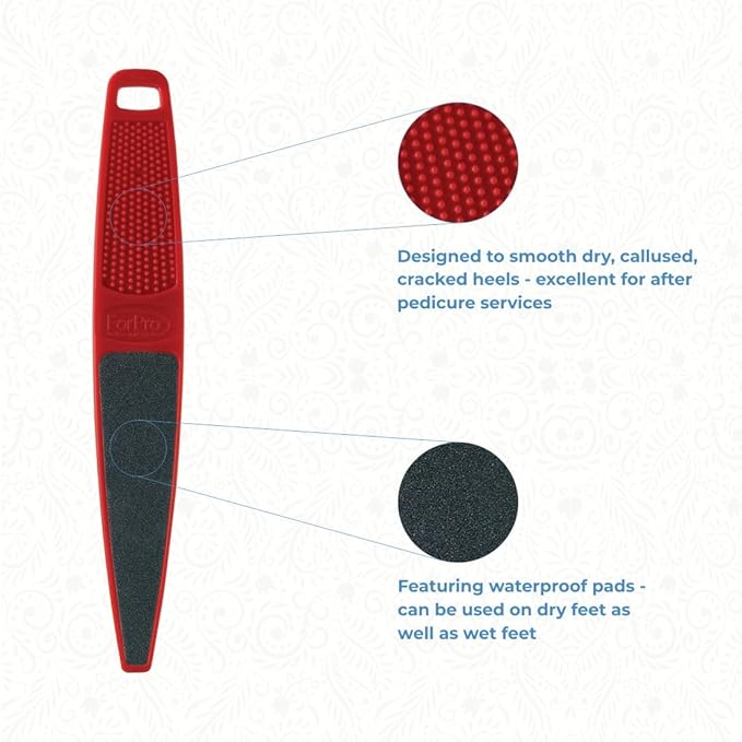 ForPro Professional Collection Red Panda Foot File, 60/100 Grit, Double-Sided Pedicure File for Feet and Heels, 10.5” L (Pack of 6)