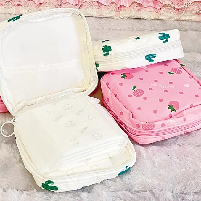 PayPie Sanitary Napkin Storage Bag, Portable Menstrual Pad Bag Tampons Collect Bags, Zipper Nursing Pad Holder Tampon Bag Sanitary Organizer for Women and Girls, 12 * 12 * 4 cm