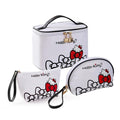 Vimanllie Travel Makeup Bag Large Cosmetic Bags with Brush Holder,White Waterproof 3PCS Portable Cosmetic Case for Women,Toiletry Bag for Skincare&Beauty Tools for Her