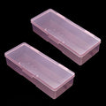 2 Pcs Transparent Nail Art Tool Organizer Empty Plastic Storage Box for Manicure & Pedicure Kits Multifunctional Rectangular Nail Supply Case (2 Pink)