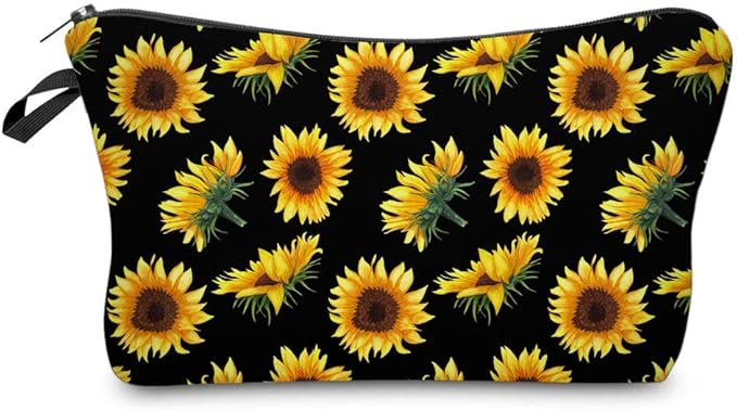 Deanfun Cosmetic Bag for Women, Sunflower Flowers Waterproof Makeup Bags Roomy Toiletry Pouch Travel Accessories Gifts 52355