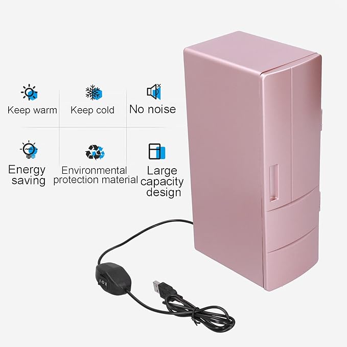 Topyond Mini Refrigerator 12 x 8.5 x 25cm, Small Fridge, Compact Mini Fridge for Bedroom, USB Portable Heat Preservation and Cold Storage Dual Use Refrigerator for Home Bedroom Car