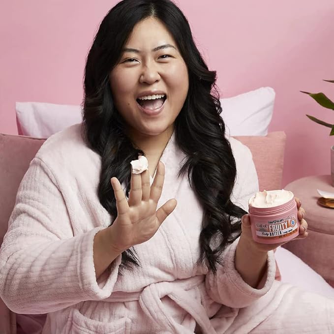 Soap & Glory Call of Fruity Body Butter - Moisturizing Body Cream with Vitamin E, Coconut Oil & Aloe Extracts - Tropical Fruits, Juicy Melon & Hibiscus Cocoa Butter for Dehydrated Skin (300ml)