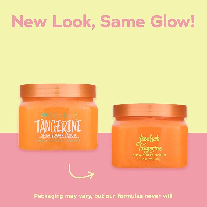 Tree Hut Tangerine Shea Sugar Scrub, Exfoliating, Hydrating & Moisturizing Body Scrub with Shea Butter & Nourishing Essential Oils, Smooth & Soften Skin, 18 oz