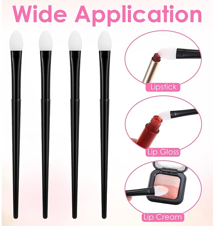 4Pcs Silicone Eyeshadow Brush, Eyeshadow Brush Lip Mask Brushes, Silicone Eye Brush for Liquid Eye Shadow Cream Applying