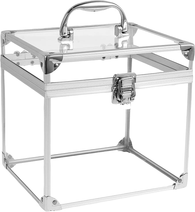 Makeup Box,Clear Cosmetic Case with Latches and Handle Large Capacity Toiletry Organizer Box Travel Makeup Tools for Vanity Bathroom Counter Dresser(silver)