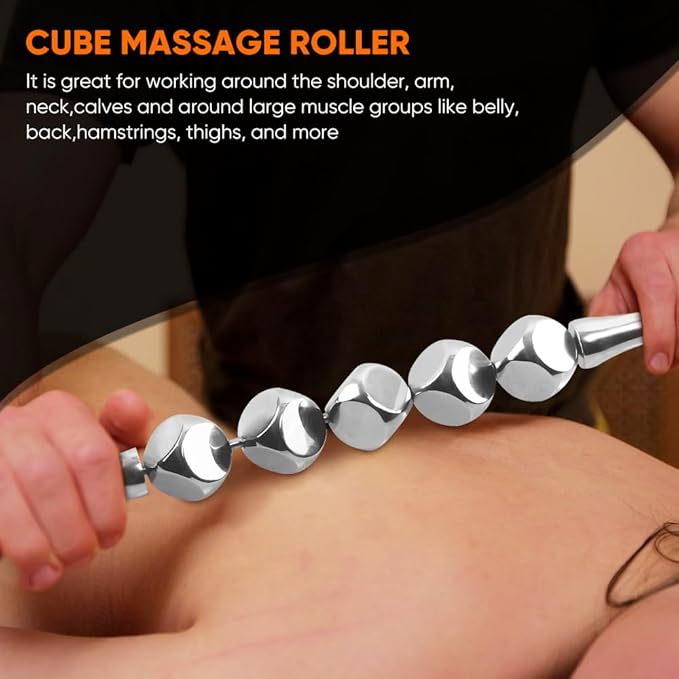 ONUEMP 2pcs Stainless Steel Massage Rollers for Ice Body Sculpting, Maderoterapia Kit Colombiana Professional, Cellulite Massager Roller, Lymphatic Drainage Massager, Cellulite Remover for Leg Back