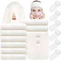 18PCS U-Shaped Microfiber Facial Towels for Estheticians,Ultra-Soft & Absorbent Spa Towels and Facial Spa Headband for Massage, Facial Steam & Skincare (White)