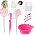 Hair Dye Color Brush and Bowl Set, Color Bowl Brushes Tool Mixing Bowl Kit Tint Comb for Hair Tint Dying Coloring Applicator (Pinky&Clear)