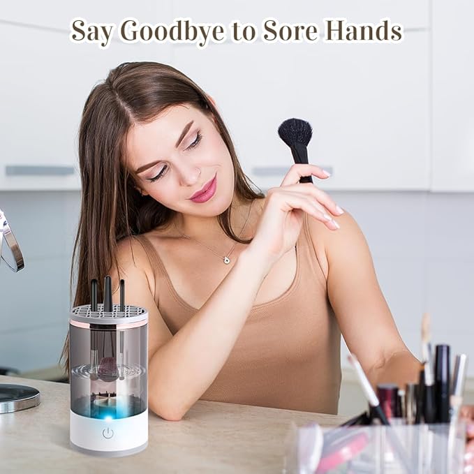 Electric Makeup Brush Cleaner, Abnaok Makeup Brush Cleaner Machine with Brush Clean Mat, Automatic Cosmetic Brush Cleaner Makeup Brush Tools for All Size Beauty Makeup Brushes Set, Gift for Women Wife