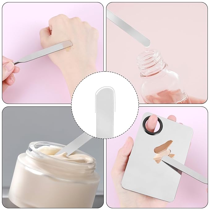 4 PCS Makeup Mixing Palette, Makeup Palette Tray Foundation Spatula, Accessories Set for Women Girl Cosmetic Spatula Tool for Nail Eye Shadow Eyelash Professional Pigment Blending