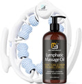 Lymphatic Drainage Massage Oil + Anti Cellulite Roller Kit - Ylang Ylang + Ginger Oil with Collagen & Stem Cells + Contouring Roller for Smooth, Firm-Looking Skin by M3