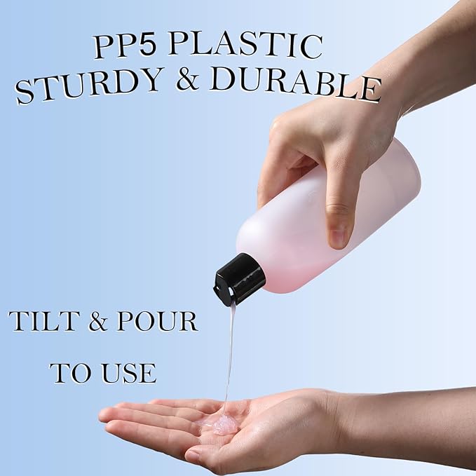 10 oz Small Plastic Bottles with Disc Caps, Empty Shampoo Bottle, Leak Proof Travel Bottles for Toiletries,Conditioner,Lotions,Cream, Dish Soap,BPA Free, Pack of 2