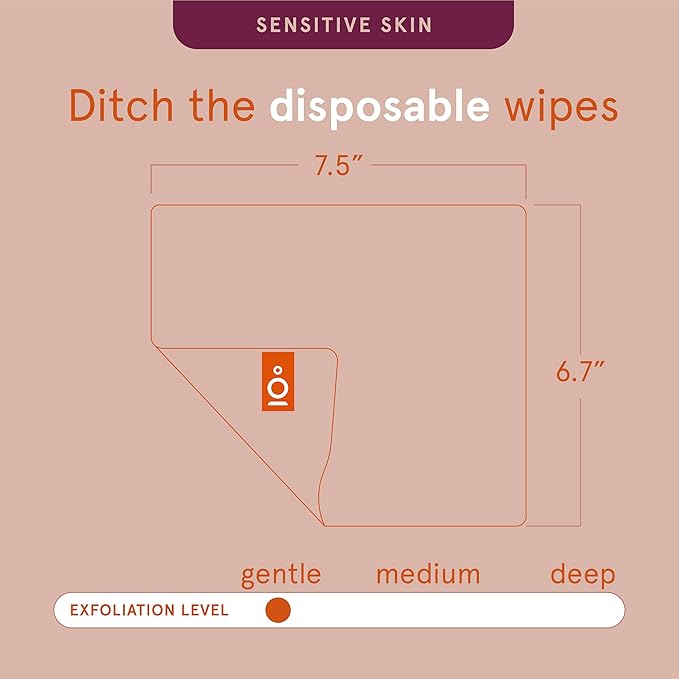 Cleanlogic Bath & Body Exfoliating Dual-Texture Face Cloths, 3 Pack, Premium Quality Facial Wash Cloths for Cleansing Sensitive Skin