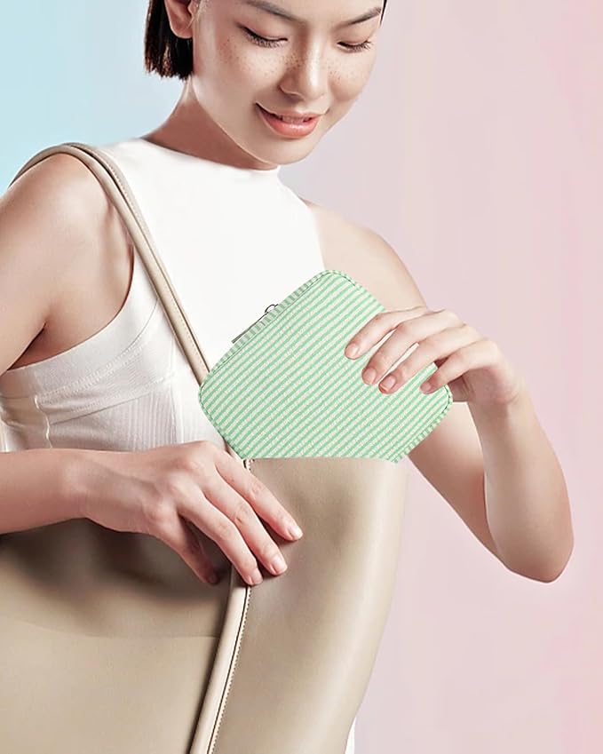 2Pcs Mini Makeup Bag, Small Makeup Pouches for Purse Cute Cosmetics Bag Pouch with Slip-in Pockets Small Travel Toiletry Bag Zipper Makeup Aesthetic Accessories Storage Bag