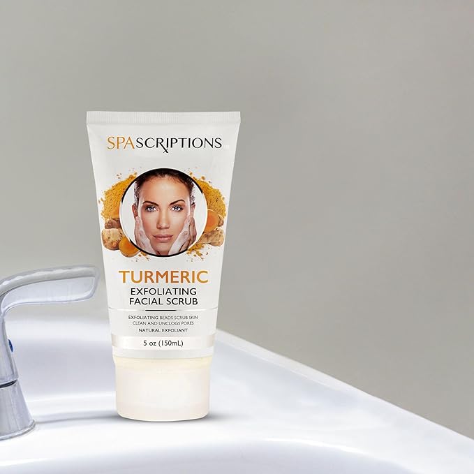 Turmeric Exfoliating Facial Scrub Natural Exfoliant to Cleanse Skin, Facial Wash - 5 Oz. Deep Cleansing and Rejuvenating