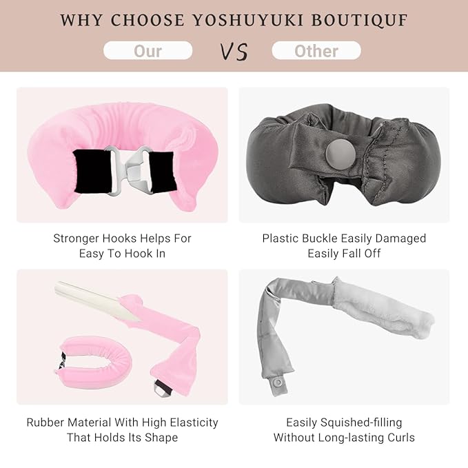 Heatless Curls Overnight Heatless Hair Curler Heatless Blowout with Luxury White Bag Silk Scarf, Curling Rod to Sleep in No Heat Curling Headband, (Pink 3PC)