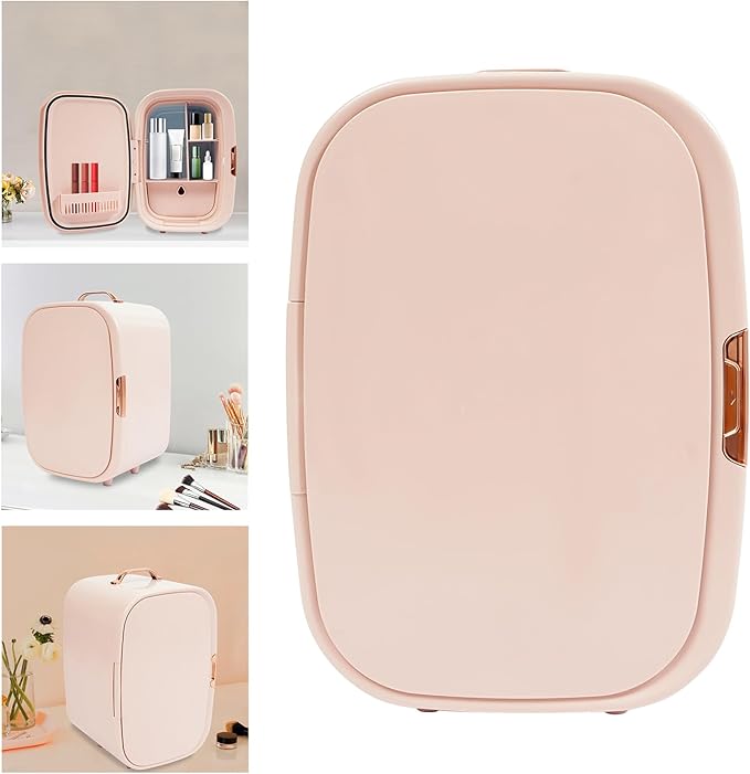 12 Liter Beauty Fridge for Cosmetic Storage, Pink Compact Skincare Fridge for Makeup Lipstick, Portable Refrigerator for Bedroom Bathroom