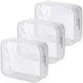 MODENGKONGJIAN TSA Approved Toiletry Bag, 3 Pcs Clear Toiletries Bags Quart Size Travel Makeup Cosmetic Bag for Women Men, Carry on Airport Airline Compliant Bag (Pearl White)