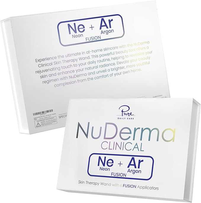 Pure Daily Care NuDerma Clinical Portable Skin Therapy Wand, Machine with 6 Fusion Neon + Argon Wands – Anti Aging - Clarifying - Skin Tightening & Radiance - Wrinkle Reducing (Pack of 2)