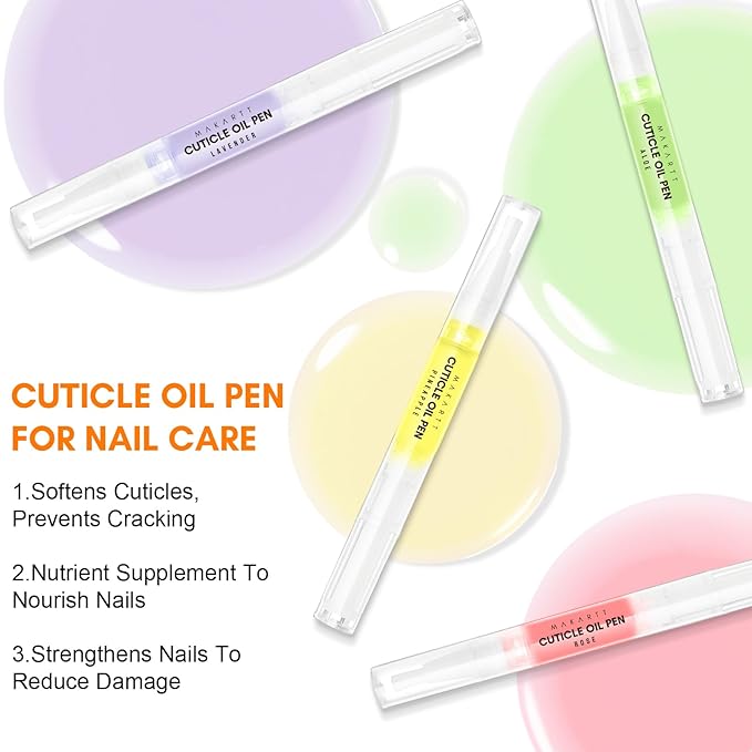 Makartt Cuticle Oil Pen Nail Care: 12pcs Repair and Softener with Vitamin E, Moisturizer Kit for Acrylic Nails, Art Accessory for Manicure and Pedicure, DIY Home Salon Use
