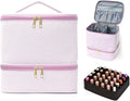 hibear Nail Supplies Organizer Nail Polish Storage Holds 30 BottlesNail Polish Storage Holds 30 Bottles Nail Kit Case Makeup Bag Vanity Case for Women (Striped pink)