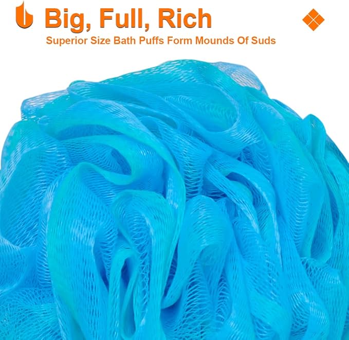 Urbanstrive Shower Bath Sponge XL 75g Soft Shower Loofahs Balls for Body Wash Men Women Bathroom Accessories, 1 Pack, Black (Blue-Green)