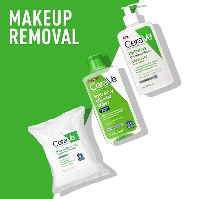 CeraVe Micellar Water,Hydrating Facial Cleanser & Eye Makeup Remover with Niacinamide,Ceramides & Glycerin,Fragrance-Free-& Non-Irritating,10 Fluid Ounces,(Pack of 2)