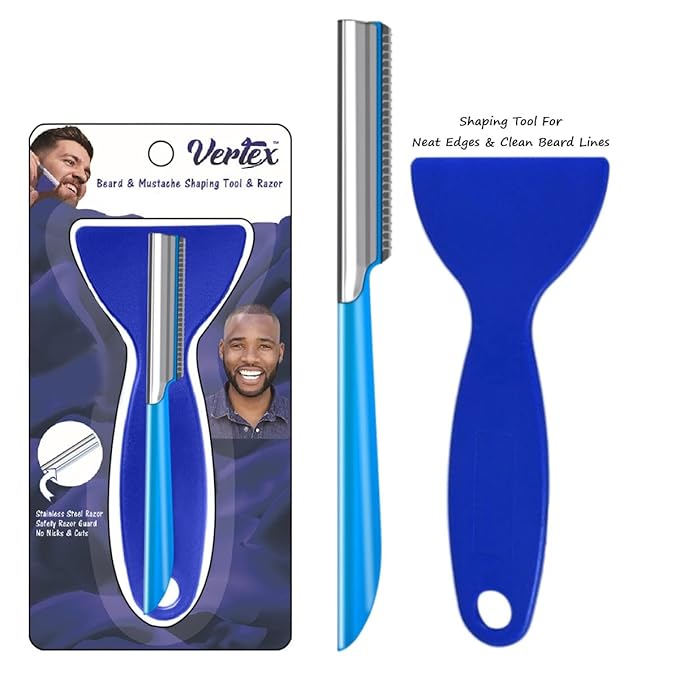 Mens Travel Shaver Razor With Case Mens Beard Shaping Tool Mustache Beards Trimmer Straight Edgers Shave Home Goatee Shaper | Straight Mustaches Edger Angles Disposable Razors Stainless Steel Blade Straightener