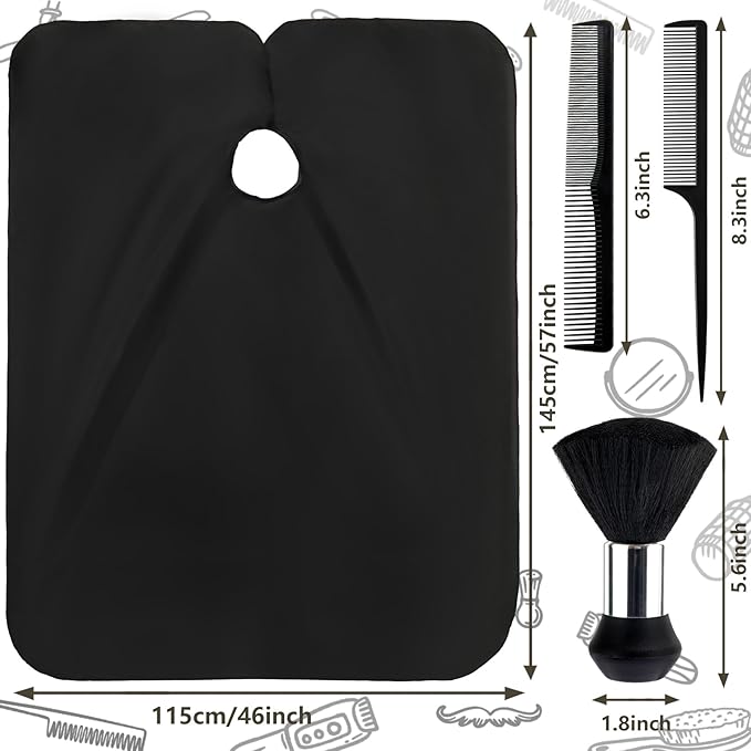 FEBSNOW Hair Cutting Cape Kit,Professional Barber Cape with Neck Duster Brush for Adults Waterproof Hairdressing Salon Cape with Adjustable Closure Snap Salon Barber Supplies