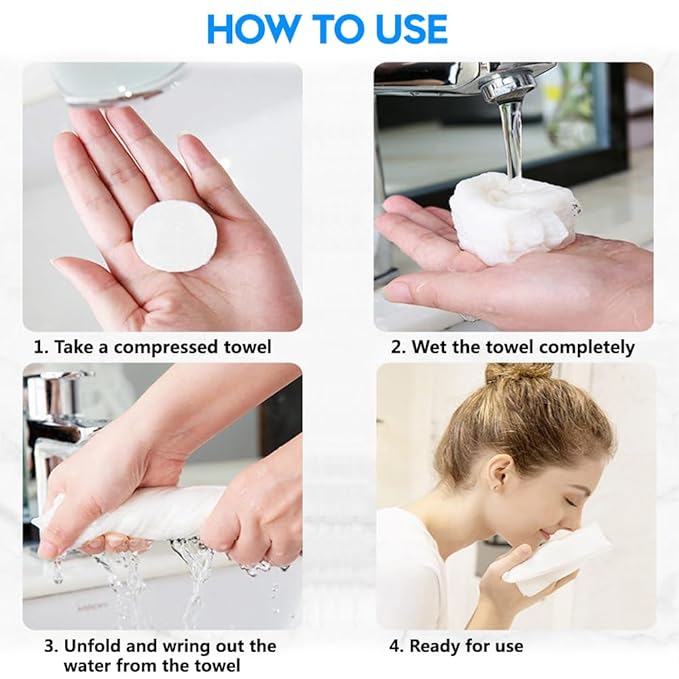 40PCS Compressed Towels,Mini Compressed Towel, Disposable Face Compressed Towels, Soft Compressed Hand Wipe, Portable Compressed Coin Tissue for Travel/Home/Outdoor Activities（8X9in）