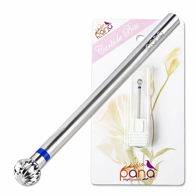 PANA 3/32" Carbide Cuticle Nail Drill Bit for Cuticle Cleaning, Dead Skin Removal, Gel Polish & Acrylic Removal, Under Nail Cleaner, Nail Salon, Manicure Tools (Small Ball Head - Silver, Medium)