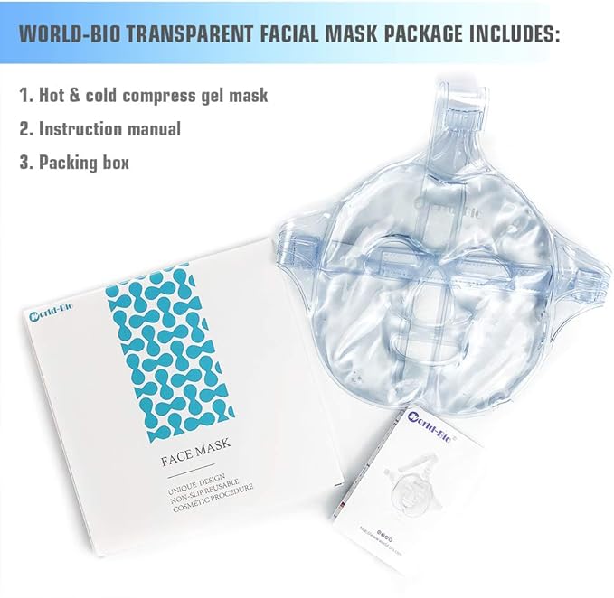 Face Ice Pack/Ice Mask for Face & TMJ Relief, Reusable Hot Cold Gel Pack for Post-Surgery Recovery, Puffy Eyes, and Swelling, Full Coverage Ice Mask (White)