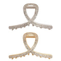 2 Pcs Medium Rhinestone Claw Clips For Women, Gold and Sliver Metal Elegant Hair Clip For Thick Hair, Girls Decorative Sparkly Dressy Hair Clips (Style 1)