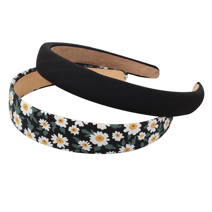 Cuizhiyu 6PK Different Designs Headbands for Women Non Slip Flower Black White Solid Headband Set Cute Pearl Hair Band for Girls Twisted Hairband