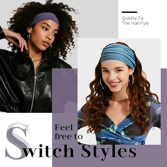 12 PCS Wide Headbands for Women Non Slip, Nurse Headbands for Women, Fabric Head Bands for Women's Hair, Fashion Hair Accessories